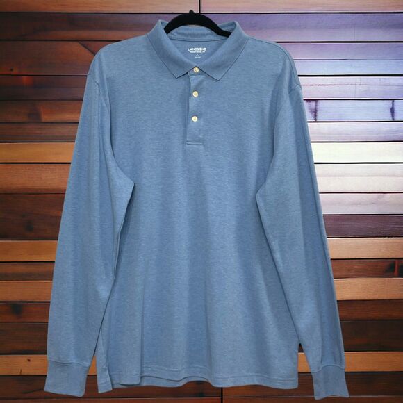 Lands’ End Blue Men Long Sleeve Button Up Sweater Pullover SZ/ L-42-44 - Picture 1 of 10